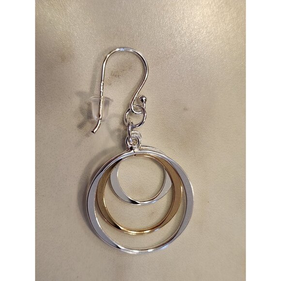 Sterling Silver & Gold-Tone Triple Circle Dangle Earrings - Picture 5 of 5